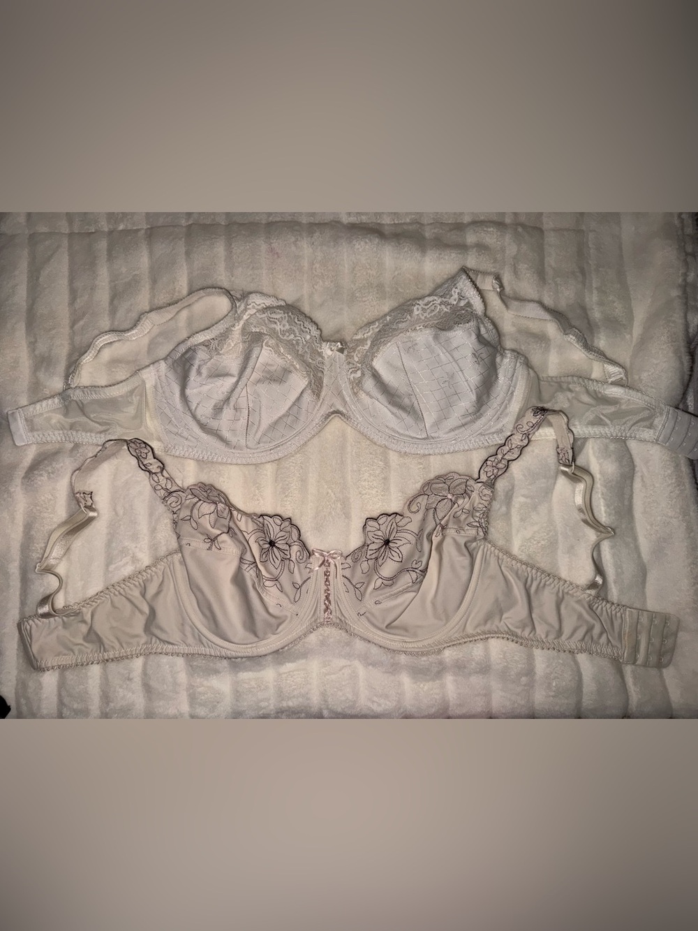 Wonderbra Ivory Lace and Triumph Embroidered Underwire Bras - Set of 2-36DD